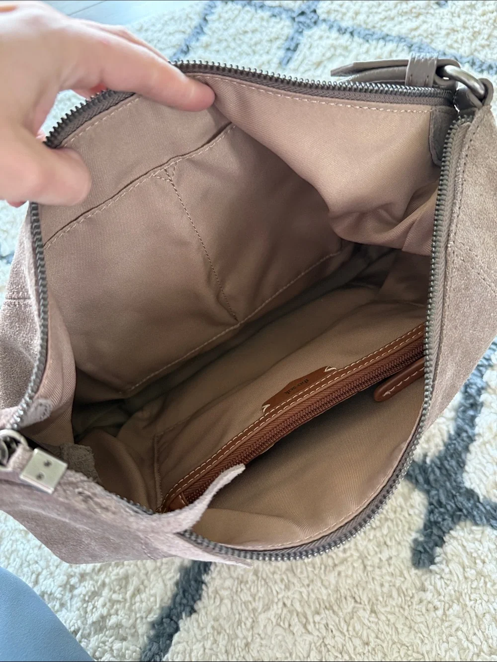 The Sak Sequoia Hobo Bag in Leather Single Shoulder Strap Mushroom Suede
